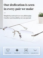 LUFF Rimless Reading Glasses for Men Women | Ultra Lightweight 0.6oz | Computer Readers Anti-Eyestrain | +1.0 to +4.0