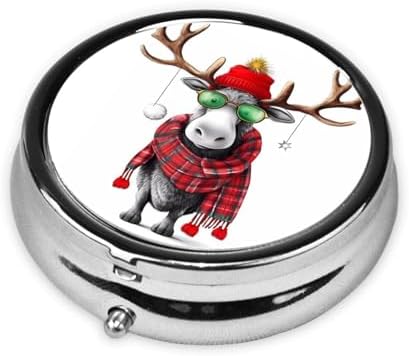 Funny Christmas Moose Mini Portable Medicine Box 3 Packing Travel Portable Medicine Box