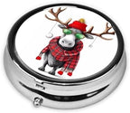 Funny Christmas Moose Mini Portable Medicine Box 3 Packing Travel Portable Medicine Box