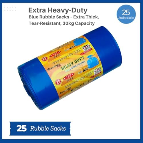 XLarge Heavy Duty Blue Rubble Sacks Builders and DIY Choice Rubble Waste Bags - Pack of 25