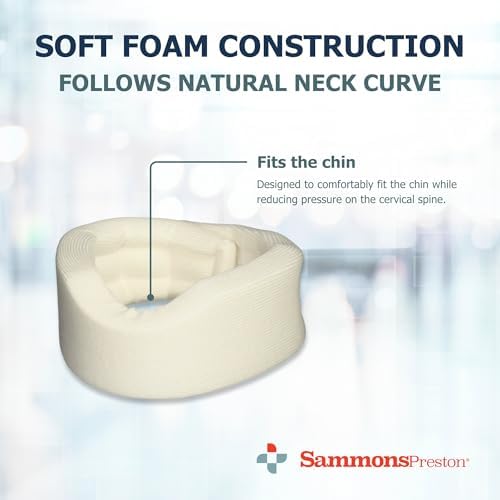Sammons Preston Universal Cervical Neck Brace, Soft Foam Collar with Adjustable Closure, 3” High Contour Support for Neck Pain, Injury Recovery & Spine Alignment, Cream Color