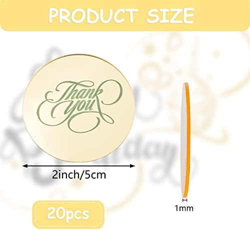 20 PCS Cupcake Toppers - Round Thank You Discs, Mirror Acrylic Cake Picks & Charm Cake Decoration Party Supplies