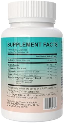 Ox Bile Supplements for No Gallbladder - Ox Bile Digestive enzymes, Purified Bile Salts, Gallbladder Supplements Complex Formula, 90 Capsules