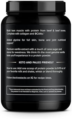 Beef Protein Powder, Vanilla - Dairy Free with Natural Collagen for Keto, Paleo, Bone Broth & Low Carb Diets, 2 Pound