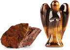 Artistone 2" Tiger Eye Crystal Angel Statue Natural Gemstone Healing Crystals Angel Figurines Pocket Guardian Angel Stones for Your Love Prayer Home Decor Gifts
