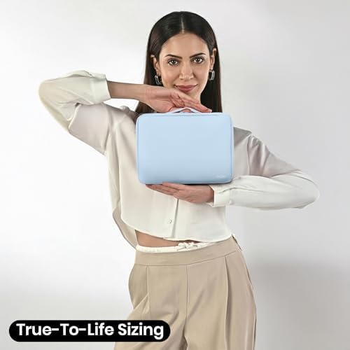 KAZAY Hanging Toiletry Bag with TSA Approved Detachable Pouch, Travel Toiletry Bag, Water Resistant, Premium Nylon, Travel Size Toiletries, Cosmetic Bag, Unisex (Light Blue)