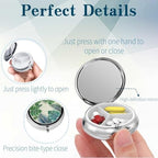 3 Compartment Travel Pill Case, Sealed Portable Pill Container Mini Size Metal Pill Box for Pocket Purse, Three Times a Day Pill Organizer for Children, Woman and Men - Palm Tree
