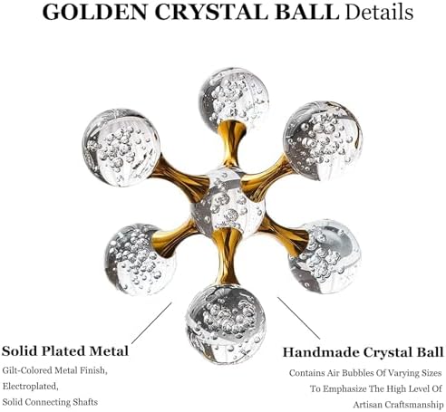 5.5 inch Gold Decor Sparkling Crystal Decorative Balls, Home Decor Living Room, Table Decorations for TV Stand, Entryway, Coffee Table, Office Desk, Shelf, Bedroom, Nightstand, Gifts for Women