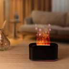 Colorful Flame Effect Humidifier, Quiet Aromatherapy Machine & Humidifier for Home and Bedroom, Blcak