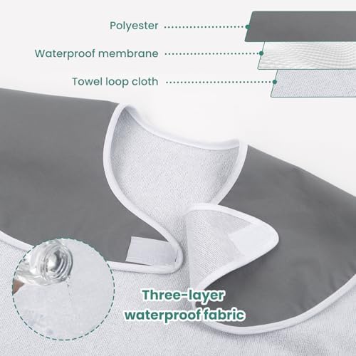 Adult Bibs for Men Women, Adult Bibs for Eating Waterproof Clothing Protector with Crumb Catcher, Large Size
