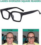 Eyekepper 4 Pack Ladies Reading Glasses - Oversized Square Design Readers for Women Black