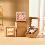 RomanticBaking 3 ¼" x 3 ¼" x 1 ½" 50PCS Chocolate Truffle Boxes for 4,Mini Bakery Boxes with Window for Brownie,Cookies, Soap, Donut,Macaron