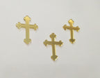 10pcs of Acrylic Baptism Cross Cake Topper, Mirror Cross Cake Decor, Gold Holy Communion Cross (2'', Gold Mirror)