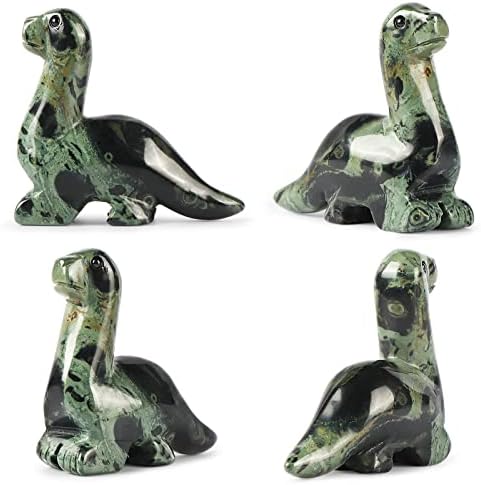 Artistone Kambaba Jasper Dinosaur Crystal Figurine Hand Carved Realistic Gem Dinosaur Figures Statue Animal Collectable Decoration or Gifts