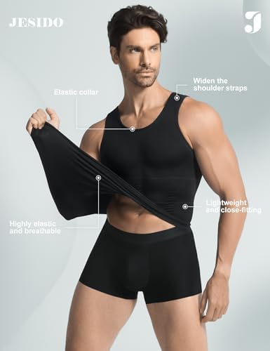 3 Pack Compression Shirt Men Slimming Body Shaper Tummy Control Vest Workout Tank Top Shapewear