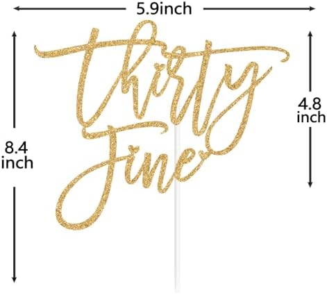 Gold Glitter Thirty Fine Cake Topper, Rip Twenties/Happy 30th Birthday/Fuck I'm 30, Funny 30th Birthday Party Decorations Supplies