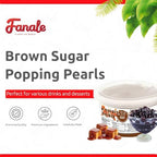 Fanale Brown sugar Popping Boba Pearls, Vegan, Non GMO, Gluten Free, Fat Free, Perfect for Bubble Tea, Smoothies, Ice Cream, Desserts, and Beverages