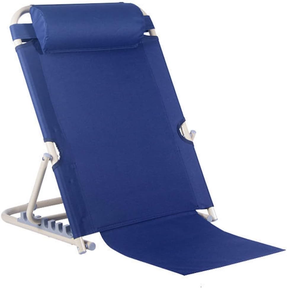 Folding Rest Breathable Bed Backrest, Portable Lifting Bed Backrest Support for Disability, with Adjustable Headrest,Blue