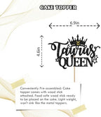 Taurus Queen Cake Topper, Black Glitter Taurus Birthday Cake Topper for Women, 12 Constellation Themed Cake Decor for Astrology Birthday Party Supplies