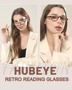 Hubeye 3 Pairs Plastic Retro Half Moon Frame Reading Glasses Lightweight Spring Hinge Women and Men Reader Broken flower/leopard print/white tortoiseshell +2.5