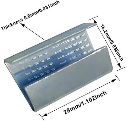 Packaging Strapping Open Serrated Seals for 5/8" Strap Width Polyester (PET) Strapping, Banding Strapping Clips Plastic Poly Strapping Metal Buckle(Pack of 100)