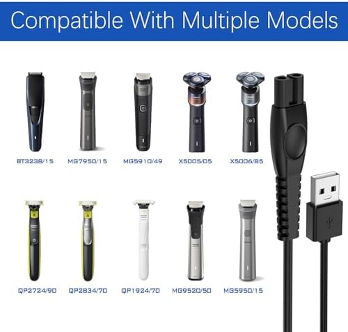 Universal Hair Clipper Charger Cable 5V USB Charger Cable for Philips Shaver Norelco Series, Compatible With Weed Whacker Nose and Ear Hair Trimmer Various Dog Clippers replacement Charger Cable