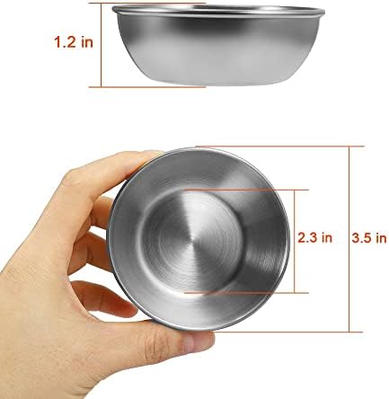 12 Pack 3.5inch Stainless Steel Sauce Dishes Mini Individual Saucers Bowl Round Seasoning Dishes Sushi Dipping Bowl Appetizer Plates, Sliver