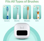 Bril UV-C Toothbrush Cleaner and Holder – Wall Mounted Toothbrush Head Cover, Electric & Manual Brush Cleaner Cover Case with Magnetic Mount, Portable, Durable, Rechargeable, Universal Fit – White