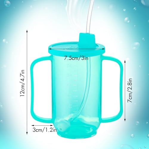 Sliner 1 Pcs Adult Sippy Cups With Long Straw For Elderly, 12 Oz Adaptive Spill Proof Cups With 2 Handles And Straw Lid For Adults Liquid Feeding Disabled Hospital Patients Convalescent