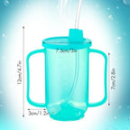 Sliner 1 Pcs Adult Sippy Cups With Long Straw For Elderly, 12 Oz Adaptive Spill Proof Cups With 2 Handles And Straw Lid For Adults Liquid Feeding Disabled Hospital Patients Convalescent