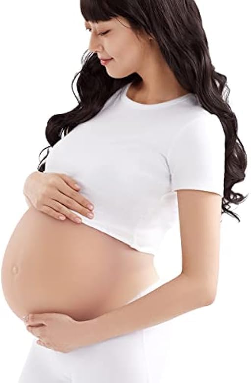 Fake Pregnant Belly Lightweight Cotton Filled Artificial Silicone Pregnant Fale Belly Props for Pretending Pregnancy (Skin,6-8Months)
