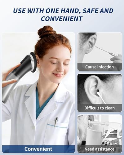 Upgraded Ear Wax Removal Kit, Electric Ear Wax Removal Tool for Tinnitus Relief, Safe & Gentle Ear Cleaner with Ear Irrigation Flushing System, Ipx7 Earwax Removal for Adults