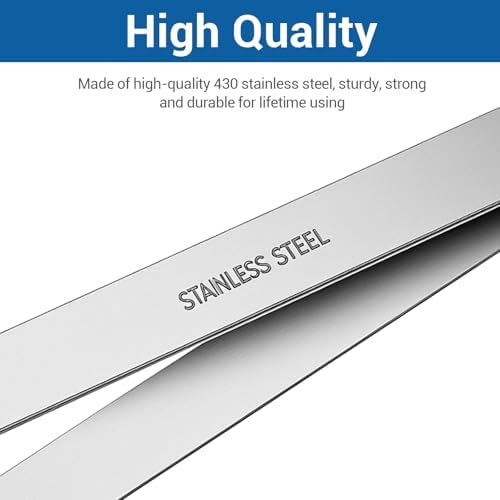 Ymapinc Fish Bone Tweezers Set, 4 Pieces Stainless Steel Food Cooking Tweezers to Remove Bones and Scales, Kitchen Tongs with Ergonomic Handles (Silver)