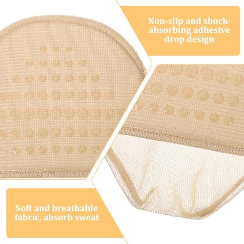 4 Pairs Ball of Foot Cushion Socks, Women's Toe Cover with Padding No Show Toe Toppers Liner Socks Seamless Grip Non Slip Hidden Toes Covers for Women Girls Flats High Heels