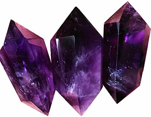 3PCS Natural Purple Amethyst Quartz Crystal Point Wand Obelisk Healing
