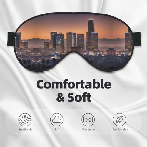 SSIMOO Los Angeles Skyline Print Ultra-Soft Light-Blocking Eye Mask,for Optimal Comfort and Restful Sleep, Black