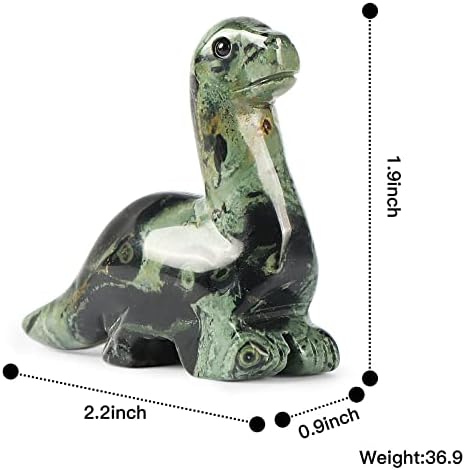 Artistone Kambaba Jasper Dinosaur Crystal Figurine Hand Carved Realistic Gem Dinosaur Figures Statue Animal Collectable Decoration or Gifts
