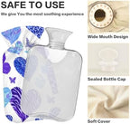 OTVEE Blue Heart Art Hot Water Bottle with Cover, BPA Free PVC 2L Large Hot Water Bag for Pain Relief Menstrual Cramp Sore Muscles Hot and Cold Compress Therapy