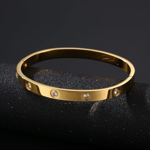 YCSLYW Women's Stainless Steel Cross Bracelet Jewelry Crystal Bracelet With Cube Zircon Hinge Jewelry oval Bangle Christmas Valentines Birthday Gifts for Women