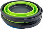 SAMMART 10L (2.6 Gallon) Collapsible Plastic Bucket - Foldable Round Tub - Portable Fishing Water Pail - Space Saving Outdoor Waterpot, Size 33cm Dia (Grass Green + Cerulean (Set of 2))