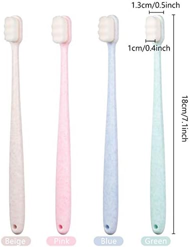 Boao 4 Pieces Extra Soft Toothbrushes for Sensitive with 20000 Micro Nano Bristle for Adult Pregnant Recession Elderly Braces, Protect Fragile(Blue, Green, Pink, Beige)