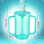 Sliner Adult Sippy Cups for Elderly 12 oz Straw Sippy Cups with 2 Handles No Spill for Adults Spill Proof Dysphagia Cup for Disabled Patients(Turquoise)