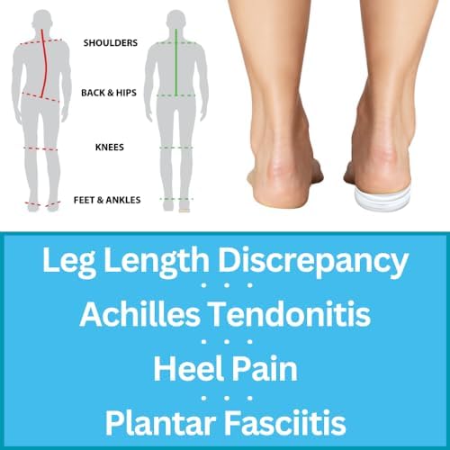 Heel Lift Inserts for Women and Men - 4 pcs Stackable Adhesive Gel Heel Cushions, Adjustable Height Increasing Insoles for Leg Length Discrepancy 1/8", 1/4", 3/8", 1/2" (Small)