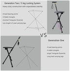 Anti-Slip Walking Cane with Seat Folding Lightweight,Walking Stick Height Adjustment,Portable and Sturdy Cane Chair for Travel Outdoor Use, Queuing, Elderly Women and Men