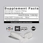 CON-CRET Creatine HCl Capsules | Muscle, Cognitive, Cellular Energy Support | No Bloating or Cramps | USA Made & NSF Certified | Creatine Pills (90 ct)