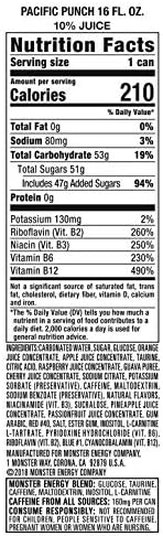 Monster Energy Juice Monster Pacific Punch, Energy Drink, 16 Ounce | Energy + Juice, Pack of 15