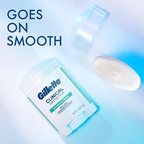 Gillette Clinical Antiperspirant and Deodorant for Men, 72hr Sweat & Odor Protection, Long Lasting Freshness, Anti-White Mark Technology, Gentle on Skin, Soft Solid, Ultimate Fresh Scent, 2.6 oz