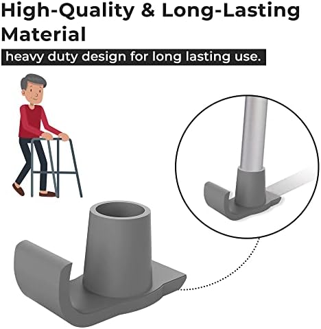 Walker ski Glides 2 Pack, Walker Glide Ski Heavy Duty, Walker Accessories for Seniors Folding Walkers, Easy to Use Rubber Walker Glides, Universal 1" Replacement Glide Caps Tool Free instaltion