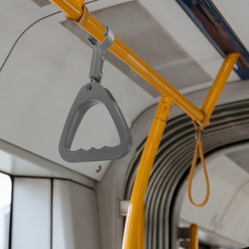 KOMBIUDA Grey Triangle Handle Ring for Car and Bus Grab Handles Easy Install Support Grip for Vehicle Safety and Subway Use