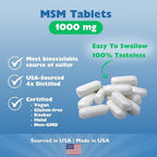 KALA HEALTH MSMPure MSM Tablets – 1,000 mg US-Made MSM per Tablet for Joint Health, Skin Appearance, Hair & Nail Support – Coated for Easy Swallowing, Tasteless – 120 Count